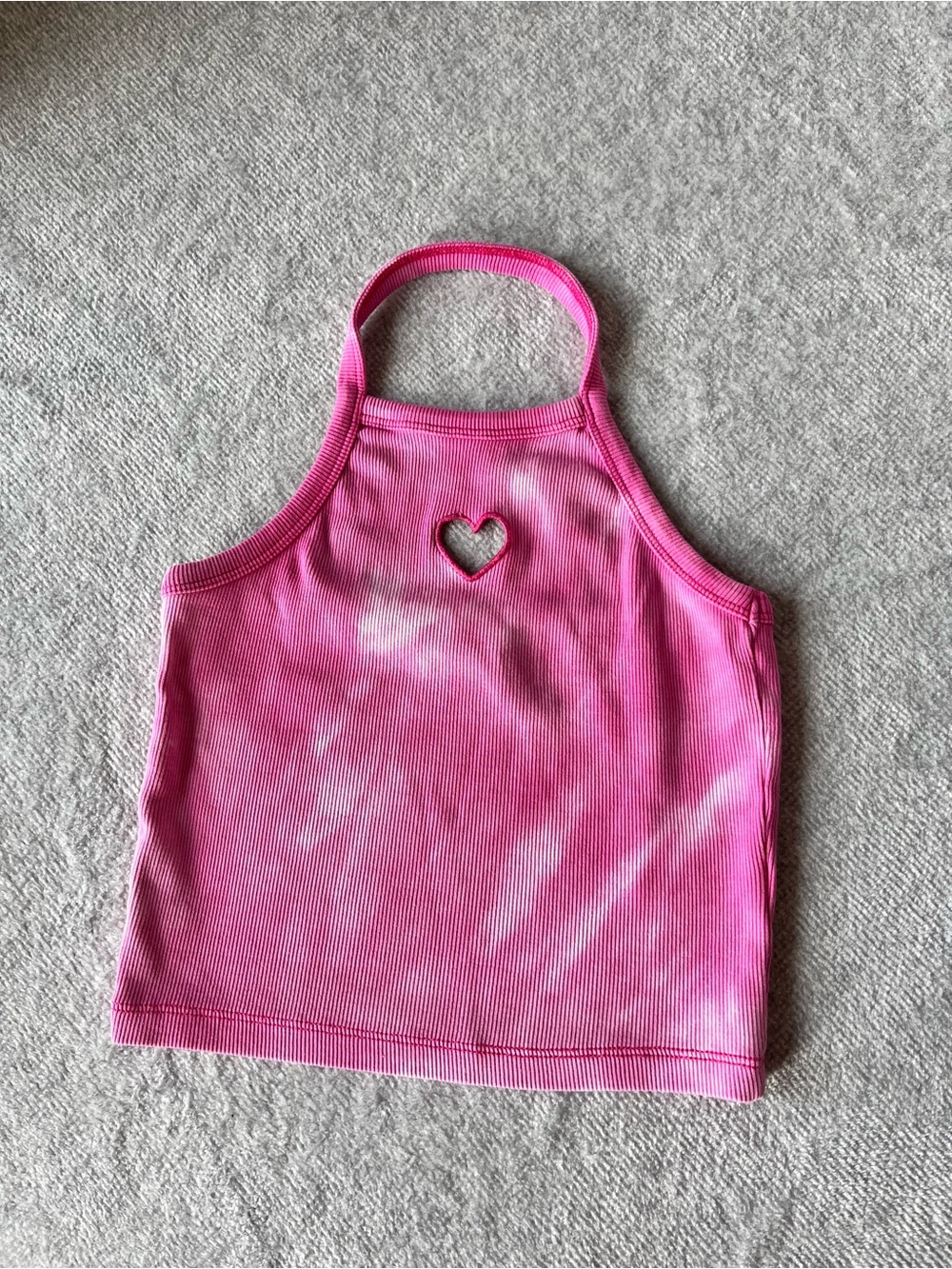 Zara Girls Pink Ribbed Halter Top with Heart Cutout